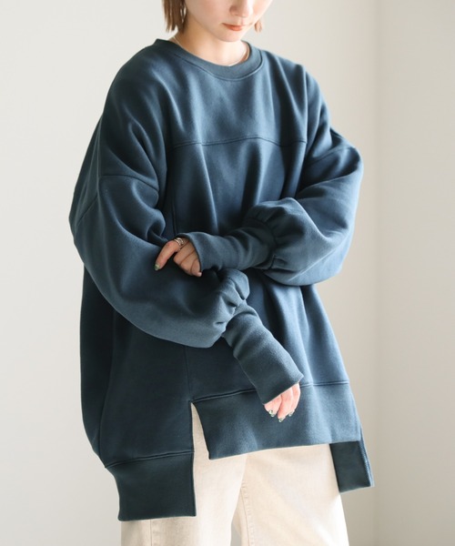 select MOCA（セレクトモカ）の「2022 AW 裏起毛切り替えデザインビッグプルオーバー（スウェット・レディース・アイボリー/ブルーグリーン/ブラック・FREE）」の3枚目の写真