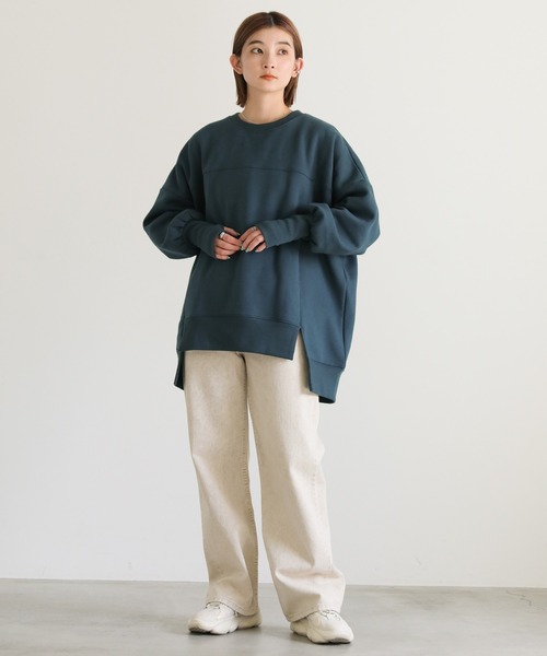 select MOCA（セレクトモカ）の「2022 AW 裏起毛切り替えデザインビッグプルオーバー（スウェット・レディース・アイボリー/ブルーグリーン/ブラック・FREE）」の4枚目の写真