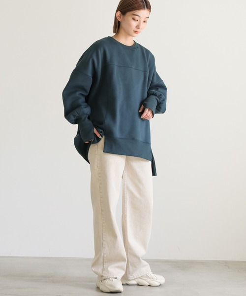 select MOCA（セレクトモカ）の「2022 AW 裏起毛切り替えデザインビッグプルオーバー（スウェット・レディース・アイボリー/ブルーグリーン/ブラック・FREE）」の10枚目の写真