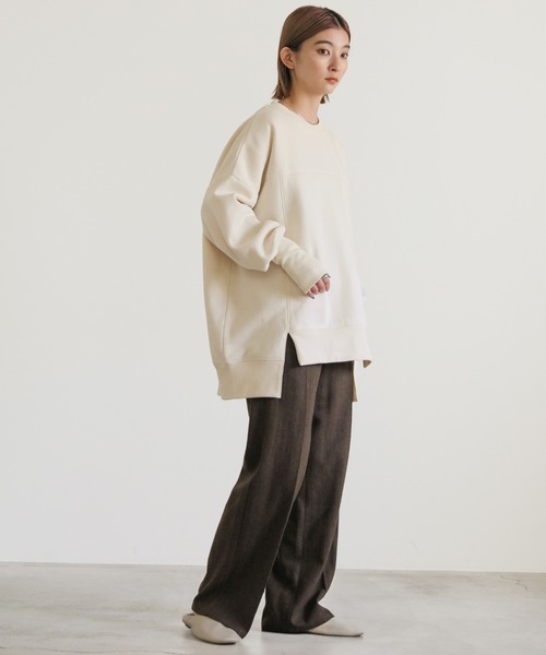 select MOCA（セレクトモカ）の「2022 AW 裏起毛切り替えデザインビッグプルオーバー（スウェット・レディース・アイボリー/ブルーグリーン/ブラック・FREE）」の6枚目の写真