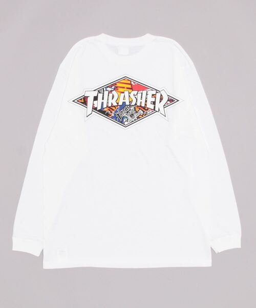 THRASHER(スラッシャー)の「【ムラサキスポーツ別注】THRASHER/スラッシャー オーバーサイズ バックプリントロンT TH8322SA DIAMND(Tシャツ/カットソー・メンズ・ホワイト/ブラック/グリーン・M/L/XL)」の6枚目の写真