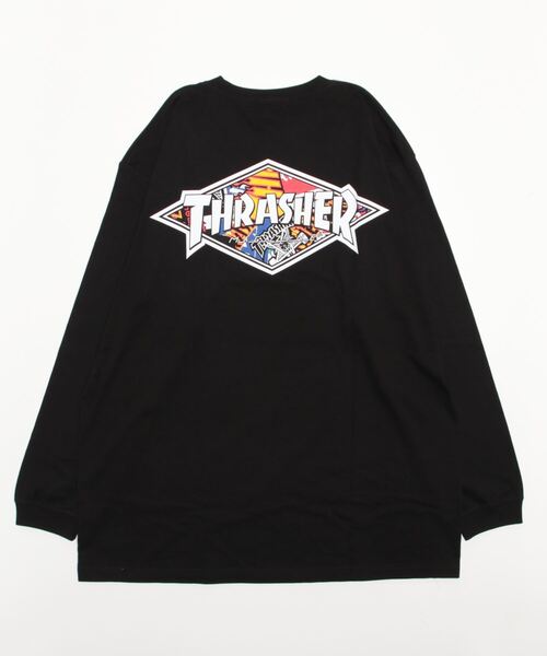 THRASHER(スラッシャー)の「【ムラサキスポーツ別注】THRASHER/スラッシャー オーバーサイズ バックプリントロンT TH8322SA DIAMND(Tシャツ/カットソー・メンズ・ホワイト/ブラック/グリーン・M/L/XL)」の4枚目の写真