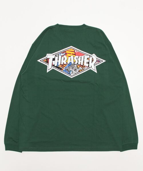THRASHER(スラッシャー)の「【ムラサキスポーツ別注】THRASHER/スラッシャー オーバーサイズ バックプリントロンT TH8322SA DIAMND(Tシャツ/カットソー・メンズ・ホワイト/ブラック/グリーン・M/L/XL)」の5枚目の写真