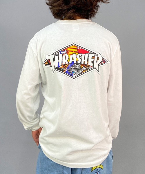 THRASHER(スラッシャー)の「【ムラサキスポーツ別注】THRASHER/スラッシャー オーバーサイズ バックプリントロンT TH8322SA DIAMND(Tシャツ/カットソー・メンズ・ホワイト/ブラック/グリーン・M/L/XL)」の2枚目の写真