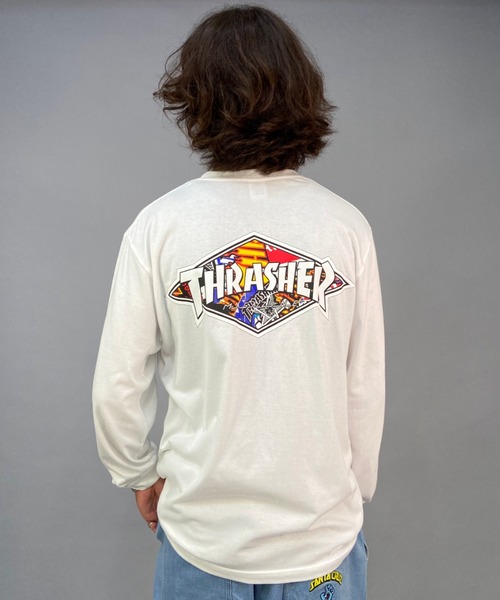THRASHER(スラッシャー)の「【ムラサキスポーツ別注】THRASHER/スラッシャー オーバーサイズ バックプリントロンT TH8322SA DIAMND(Tシャツ/カットソー・メンズ・ホワイト/ブラック/グリーン・M/L/XL)」の13枚目の写真
