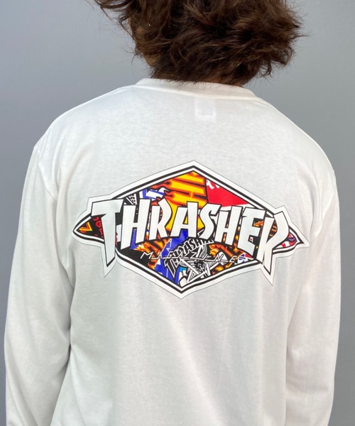 THRASHER(スラッシャー)の「【ムラサキスポーツ別注】THRASHER/スラッシャー オーバーサイズ バックプリントロンT TH8322SA DIAMND(Tシャツ/カットソー・メンズ・ホワイト/ブラック/グリーン・M/L/XL)」の14枚目の写真