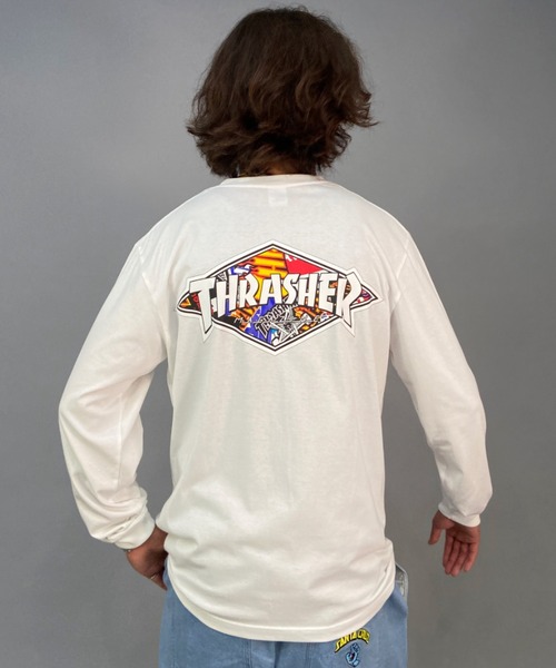 THRASHER(スラッシャー)の「【ムラサキスポーツ別注】THRASHER/スラッシャー オーバーサイズ バックプリントロンT TH8322SA DIAMND(Tシャツ/カットソー・メンズ・ホワイト/ブラック/グリーン・M/L/XL)」の12枚目の写真
