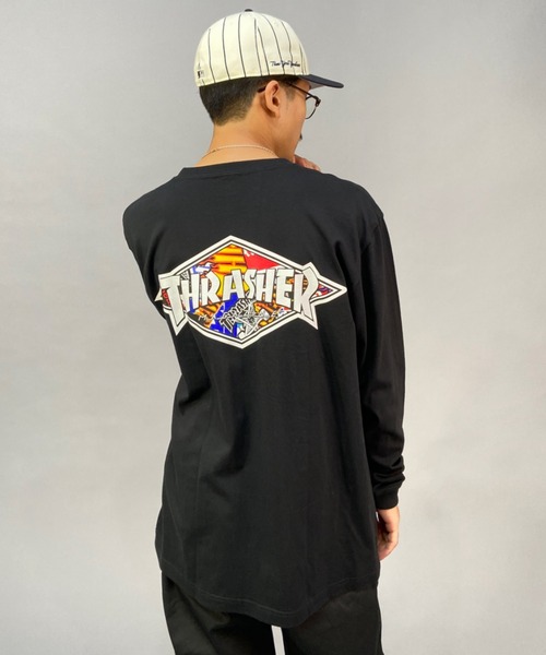 THRASHER(スラッシャー)の「【ムラサキスポーツ別注】THRASHER/スラッシャー オーバーサイズ バックプリントロンT TH8322SA DIAMND(Tシャツ/カットソー・メンズ・ホワイト/ブラック/グリーン・M/L/XL)」の20枚目の写真