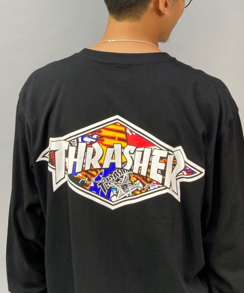 THRASHER(スラッシャー)の「【ムラサキスポーツ別注】THRASHER/スラッシャー オーバーサイズ バックプリントロンT TH8322SA DIAMND(Tシャツ/カットソー・メンズ・ホワイト/ブラック/グリーン・M/L/XL)」の22枚目の写真