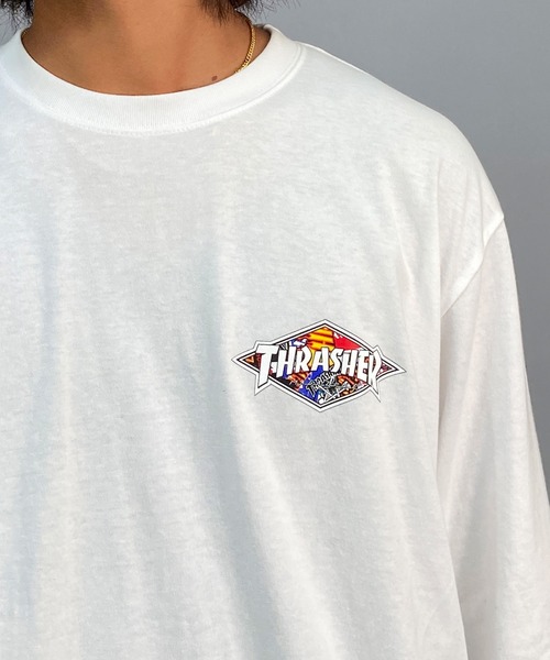 THRASHER(スラッシャー)の「【ムラサキスポーツ別注】THRASHER/スラッシャー オーバーサイズ バックプリントロンT TH8322SA DIAMND(Tシャツ/カットソー・メンズ・ホワイト/ブラック/グリーン・M/L/XL)」の11枚目の写真