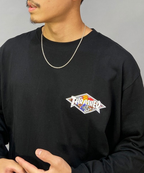 THRASHER(スラッシャー)の「【ムラサキスポーツ別注】THRASHER/スラッシャー オーバーサイズ バックプリントロンT TH8322SA DIAMND(Tシャツ/カットソー・メンズ・ホワイト/ブラック/グリーン・M/L/XL)」の19枚目の写真