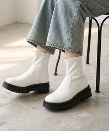 LibertyDoll スクエアトゥトラックソール厚底サイドジップブーツ