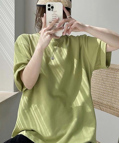 Girly Doll(ガーリードール)の「シンプルベーシックTシャツ(Tシャツ/カットソー・レディース・ブラック/ピンク系その他/ホワイト/グリーン・F)」の6枚目の写真
