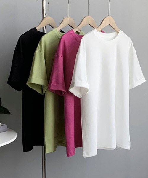 Girly Doll(ガーリードール)の「シンプルベーシックTシャツ(Tシャツ/カットソー・レディース・ブラック/ピンク系その他/ホワイト/グリーン・F)」の8枚目の写真