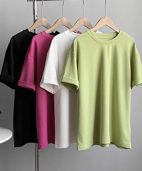Girly Doll(ガーリードール)の「シンプルベーシックTシャツ(Tシャツ/カットソー・レディース・ブラック/ピンク系その他/ホワイト/グリーン・F)」の9枚目の写真