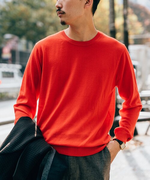 EDIFICE（エディフィス）の「16ゲージ クルーネック ニット（ニット/セーター・メンズ・ホワイト/チャコールグレー/ブラック/ベージュ/ネイビー/レッド/ブルー/グリーン・SMALL/MEDIUM/LARGE/X-LARGE）」の8枚目の写真