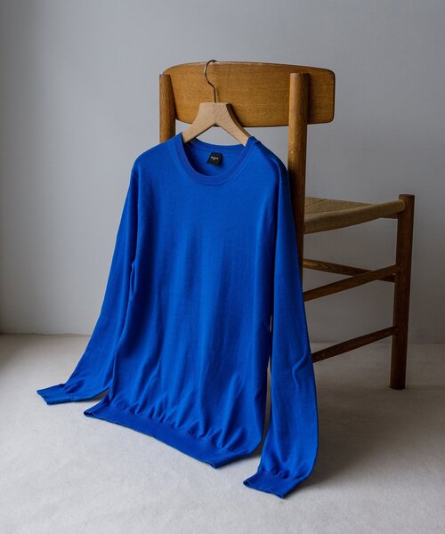 EDIFICE（エディフィス）の「16ゲージ クルーネック ニット（ニット/セーター・メンズ・ホワイト/チャコールグレー/ブラック/ベージュ/ネイビー/レッド/ブルー/グリーン・SMALL/MEDIUM/LARGE/X-LARGE）」の7枚目の写真