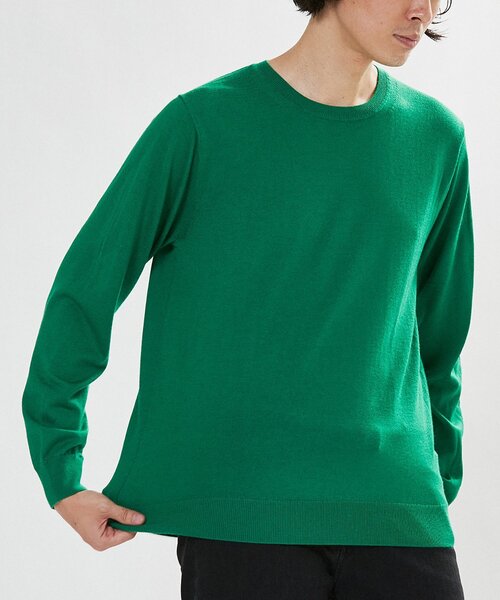 EDIFICE（エディフィス）の「16ゲージ クルーネック ニット（ニット/セーター・メンズ・ホワイト/チャコールグレー/ブラック/ベージュ/ネイビー/レッド/ブルー/グリーン・SMALL/MEDIUM/LARGE/X-LARGE）」の5枚目の写真