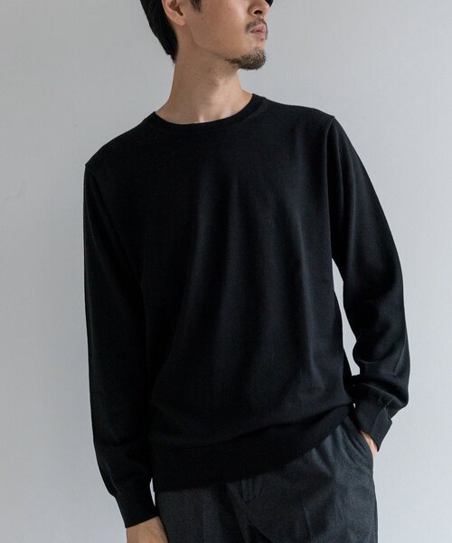 EDIFICE（エディフィス）の「16ゲージ クルーネック ニット（ニット/セーター・メンズ・ホワイト/チャコールグレー/ブラック/ベージュ/ネイビー/レッド/ブルー/グリーン・SMALL/MEDIUM/LARGE/X-LARGE）」の21枚目の写真