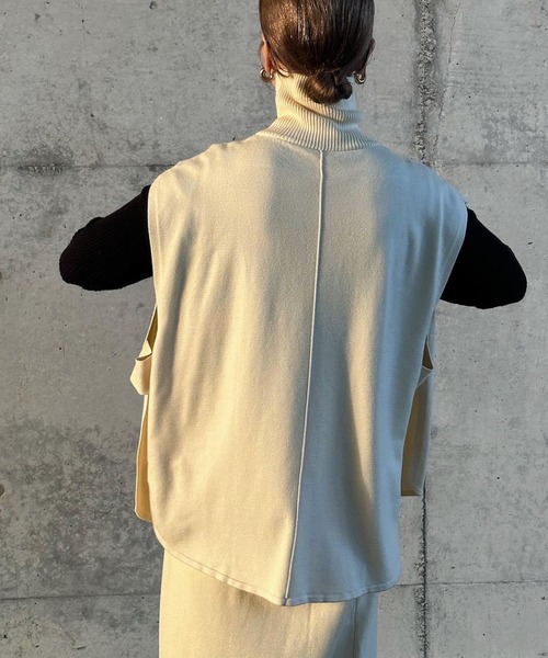 select MOCA by son（セレクトモカバイソン）の「リンキングタートルニットベスト（ベスト・レディース・ブラック/ホワイト・FREE）」の22枚目の写真