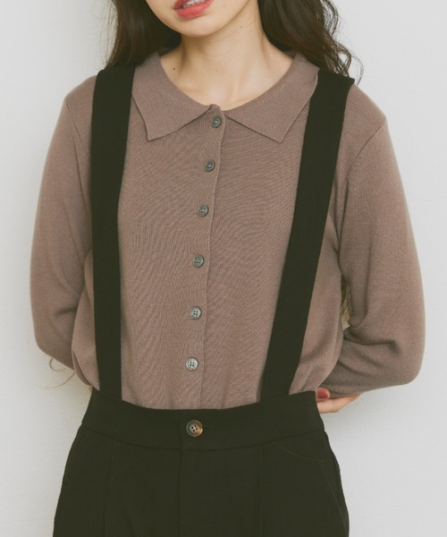 Libra Cue（リブラ キュー）の「襟付ニットカーディガン（カーディガン/ボレロ・レディース・ベージュ/アイボリー/ブラック/グレー・FREE）」の4枚目の写真