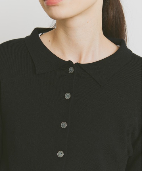 Libra Cue（リブラ キュー）の「襟付ニットカーディガン（カーディガン/ボレロ・レディース・ベージュ/アイボリー/ブラック/グレー・FREE）」の6枚目の写真