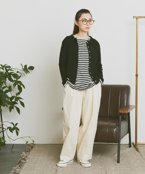 Libra Cue（リブラ キュー）の「襟付ニットカーディガン（カーディガン/ボレロ・レディース・ベージュ/アイボリー/ブラック/グレー・FREE）」の18枚目の写真