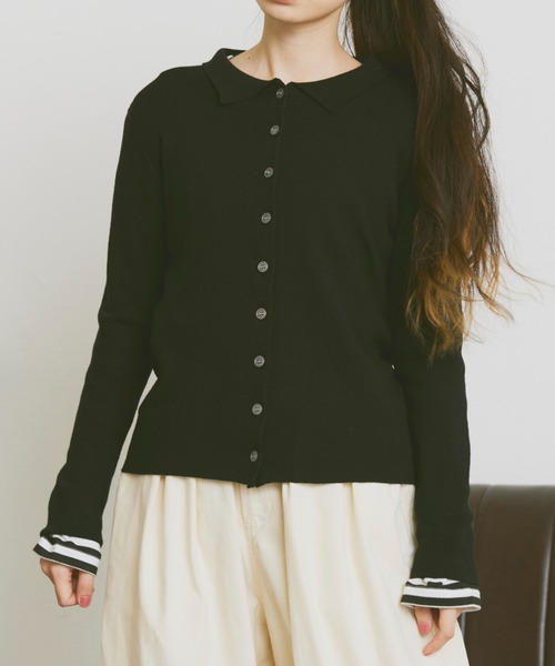 Libra Cue（リブラ キュー）の「襟付ニットカーディガン（カーディガン/ボレロ・レディース・ベージュ/アイボリー/ブラック/グレー・FREE）」の12枚目の写真