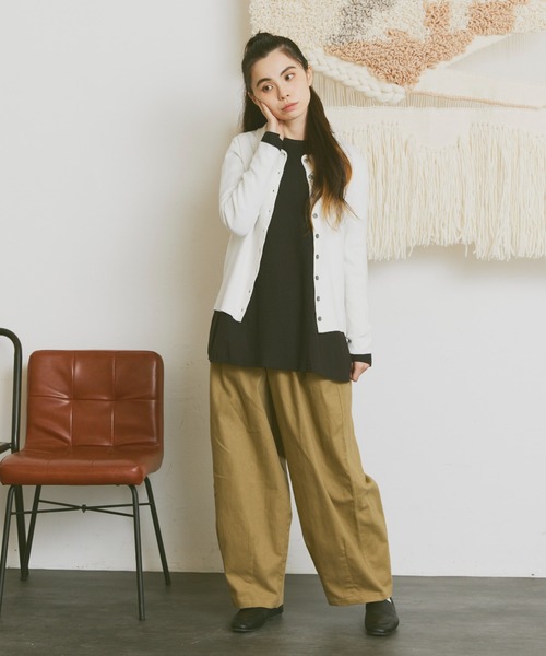 Libra Cue（リブラ キュー）の「襟付ニットカーディガン（カーディガン/ボレロ・レディース・ベージュ/アイボリー/ブラック/グレー・FREE）」の17枚目の写真