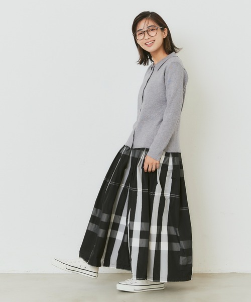 Libra Cue（リブラ キュー）の「襟付ニットカーディガン（カーディガン/ボレロ・レディース・ベージュ/アイボリー/ブラック/グレー・FREE）」の9枚目の写真