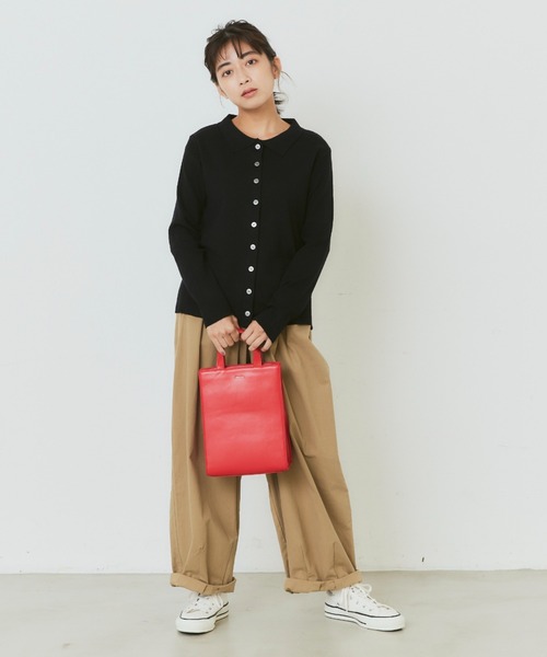 Libra Cue（リブラ キュー）の「襟付ニットカーディガン（カーディガン/ボレロ・レディース・ベージュ/アイボリー/ブラック/グレー・FREE）」の13枚目の写真