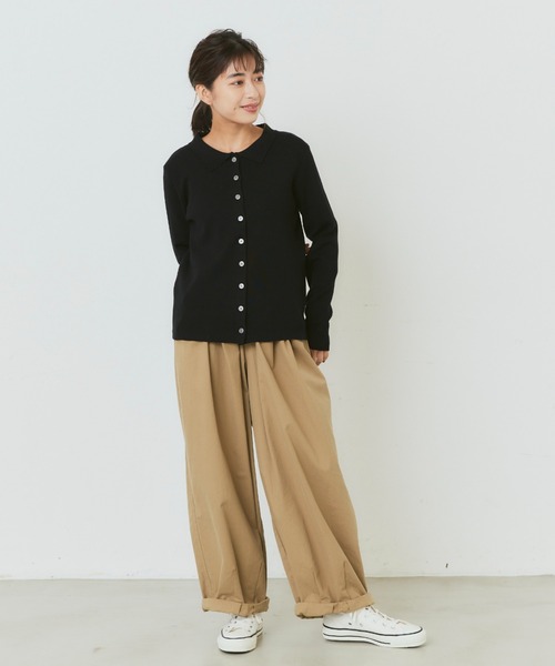 Libra Cue（リブラ キュー）の「襟付ニットカーディガン（カーディガン/ボレロ・レディース・ベージュ/アイボリー/ブラック/グレー・FREE）」の20枚目の写真