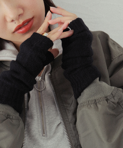 TWEED MILL(ツイードミル)の「【TWEEDMILL/ツイードミル】FINGERLESS MITTS:手袋(手袋・レディース・ブラック/ライトグレー/ベージュ/ブルー/オレンジ・FREE)」の1枚目の写真
