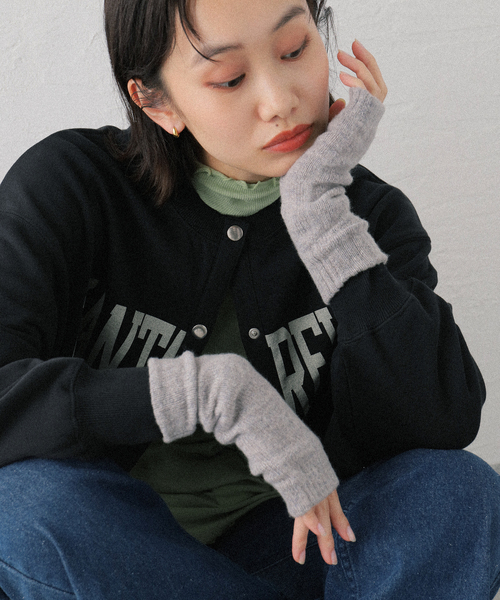 TWEED MILL(ツイードミル)の「【TWEEDMILL/ツイードミル】FINGERLESS MITTS:手袋(手袋・レディース・ブラック/ライトグレー/ベージュ/ブルー/オレンジ・FREE)」の10枚目の写真