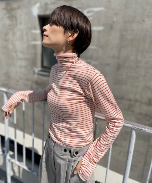 HEILIS(ヘイリス)の「ハイネックボーダーニットプルオーバー / ハイネックニット ボーダーニット タートルネック ニット 秋服 冬服 長袖(ニット/セーター・レディース・ブラック/アイボリー・FREE)」の19枚目の写真