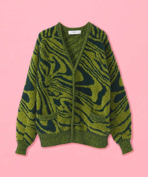 TOGA PULLA Jacquard knit cardigan green