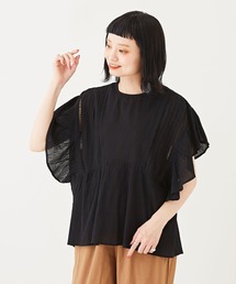 CUBE SUGAR（キューブシュガー）の「WEB限定インド綿クレープフリル袖ブラウス（シャツ/ブラウス）」