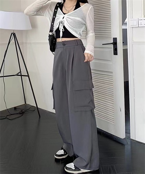 FREE STYLISTS(フリー スタイリスト)の「ワイド カーゴパンツ(カーゴパンツ・レディース・グレー/ブラック・L/M/S)」の17枚目の写真
