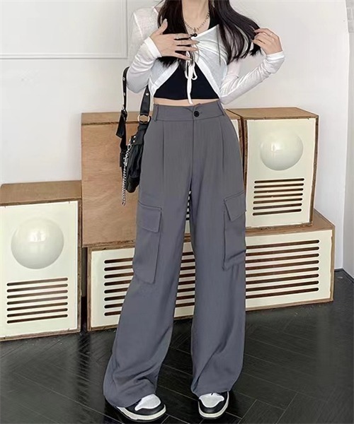 FREE STYLISTS(フリー スタイリスト)の「ワイド カーゴパンツ(カーゴパンツ・レディース・グレー/ブラック・L/M/S)」の20枚目の写真