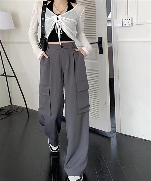 FREE STYLISTS(フリー スタイリスト)の「ワイド カーゴパンツ(カーゴパンツ・レディース・グレー/ブラック・L/M/S)」の21枚目の写真