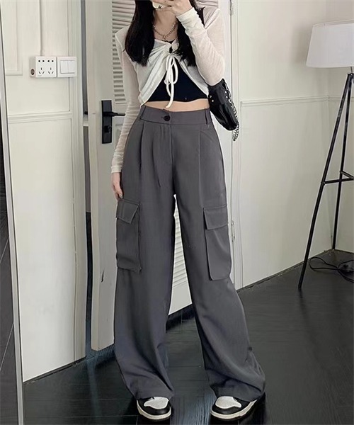 FREE STYLISTS(フリー スタイリスト)の「ワイド カーゴパンツ(カーゴパンツ・レディース・グレー/ブラック・L/M/S)」の22枚目の写真