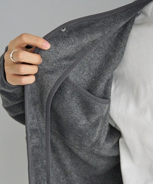 GEVACO（ゲバコ）の「【GEVACO/ゲバコ】両面起毛マイクロフリースノーカラージャケット（ノーカラージャケット・メンズ・ライトグレー/チャコールグレー/カーキ・42/44/40）」の15枚目の写真