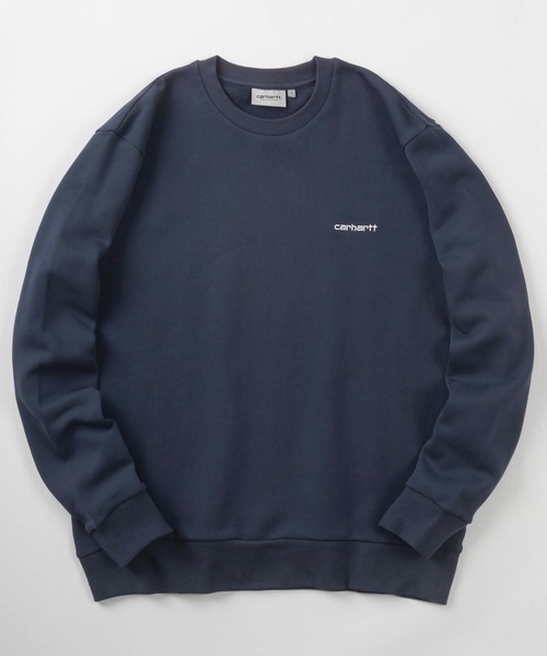 Carhartt WIP(カーハートダブリューアイピー)の「【Carhartt/カーハート】ワンポイント ブランドロゴ刺繍 スウェット/CARHARTT SCRIPT EMBROIDERY SWEAT/裏起毛(スウェット・メンズ・ネイビー/グレー/ブラック/ダークグリーン・M/L/XL)」の4枚目の写真