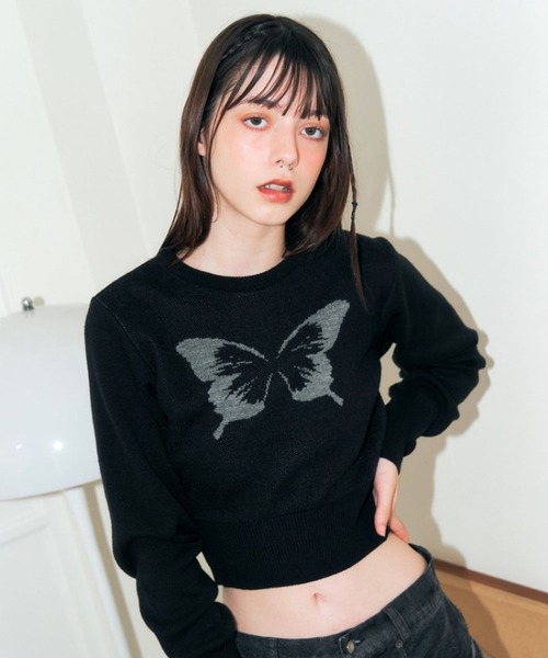 FANCY CLUB(ファンシークラブ)の「NASTY FANCY CLUB/MORPHOプルオーバー 2174384(ニット/セーター・レディース・ブラック/ブルー・FREE)」の2枚目の写真