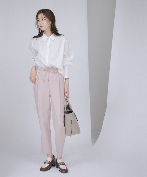 袖スリットパール釦付きロングカフスシャツ