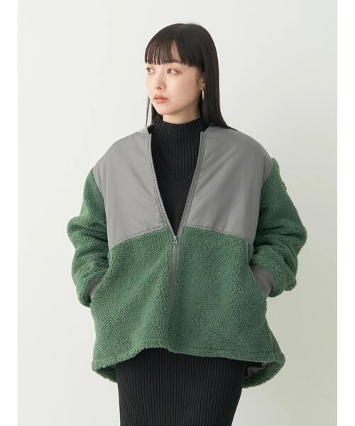 earth music&ecology（アースミュージックアンドエコロジー）の「ボアMIXブルゾン（ブルゾン・レディース・ベージュ/ブラック/グリーン・M/L）」の7枚目の写真