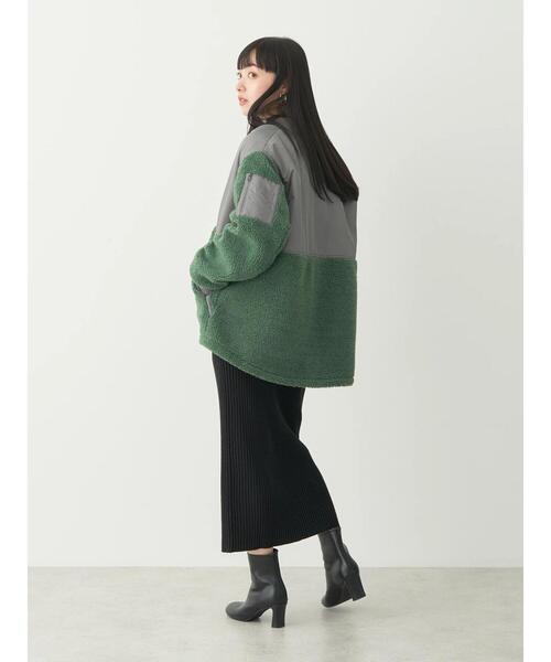 earth music&ecology（アースミュージックアンドエコロジー）の「ボアMIXブルゾン（ブルゾン・レディース・ベージュ/ブラック/グリーン・M/L）」の14枚目の写真