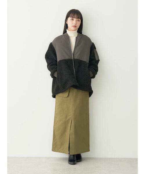 earth music&ecology（アースミュージックアンドエコロジー）の「ボアMIXブルゾン（ブルゾン・レディース・ベージュ/ブラック/グリーン・M/L）」の18枚目の写真