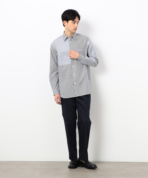 COMME CA ISM（コムサイズム）の「ロンドンストライプ コンビシャツ（シャツ/ブラウス・メンズ・ベージュ/ネイビー・SMALL/MEDIUM/LARGE）」の3枚目の写真