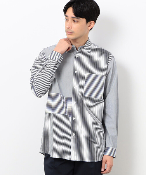 COMME CA ISM（コムサイズム）の「ロンドンストライプ コンビシャツ（シャツ/ブラウス・メンズ・ベージュ/ネイビー・SMALL/MEDIUM/LARGE）」の4枚目の写真